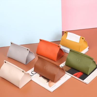 China Multi-functional creative Nordic tube style office desktop PU vehicle-mounted tissue box creative tissue box for sale