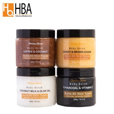 China Hot Selling Exfoliator Salt Scrub Face Scrub Natural Exfoliating Skin Whitening Coffee Charcoal Coconut Honey Sugar Body Scrub for sale