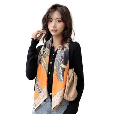 China Wholesale Custom Printed Silk Bandana Square Pattern Satin Hair Square Scarves for sale