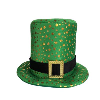 China Four Seasons Factory Manufacture OEM St Patrick's Day Costume Accessories Velvet Unisex Decorative Sequin Top Hat for sale