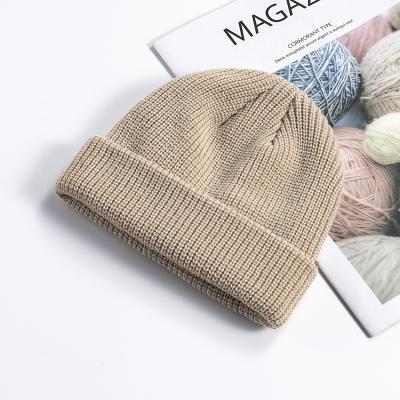 China Wholesale Custom Logo Women And Men Knitted Beanie Hat Winter Hats Simple Color COMMON 2021 Warm Single Color for sale