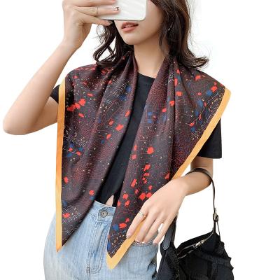 China Ladies Silk Satin Printing Square Elegant Soft Decorative Scarf Custom Printing Scarves for sale