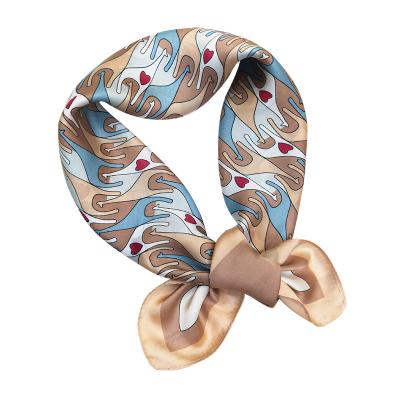 China Hot Selling Square Style Fashion Women's Malaysia Scarf Chain Print 70x70 Satin Silk Head Scarf for sale