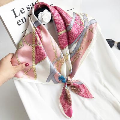 China Long 2021 Designer 100% Satin Scarves High Quality Silk Custom Printed Silk Scarves 90*90cm for sale