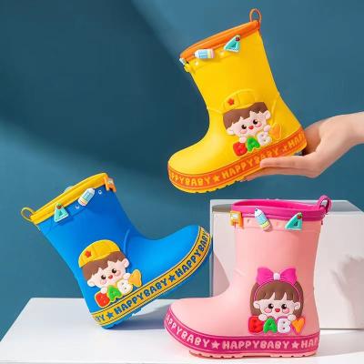 China Waterproof Cute children's rain boots Boys and girls DIY creative rain boots in children's non-slip water shoes kindergarten water boots for sale