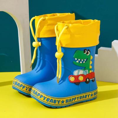 China Waterproof PVC Rubber Kids Non Slip Waterproof Rain Shoes for Boys Girls Cartoon Cute Outdoor Dinosaur Children Rain Boots for sale