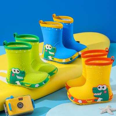 China Waterproof Children's cartoon rain boots boys and girls dinosaur water shoes big middle children water shoes 3-15 years old water boots for sale