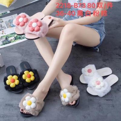 China Plush slippers resistant to dirty indoor outdoor thick bottom autumn and winter slippers for women 2218 for sale