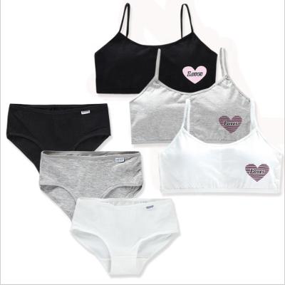 China Student Breathable Girl Bra Underwear Set Without Steel Ring Cotton Puberty Vest Sports Underwear Teenage Girls Top for sale