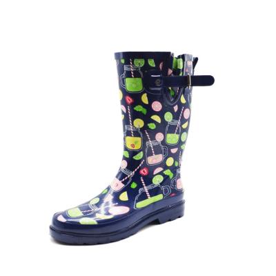 China Wholesale Waterproof Wellington Shoes Woman Rubber Rain Boots With Buckle For Women for sale