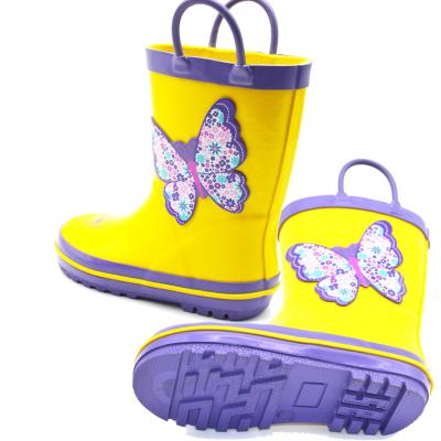 China Hot Selling Waterproof With Handle Design Your Own Kids Wellington Rain Boots for sale