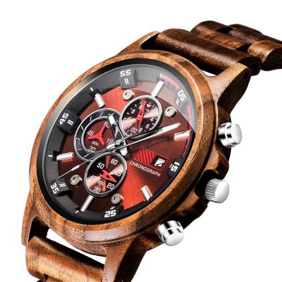 China New Arrival Chronograph Wooden Watch For Men Multifunctional Date 2 Tones Dropshipping Luxury Watch 2020 Low MOQ for sale