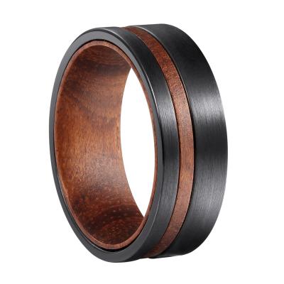 China Casual/Sports Engagement Ring Tungsten Steel Wood Ring For Men In Wooden Rings Dropshipping Etsy Of Wedding Band Running Barrel for sale