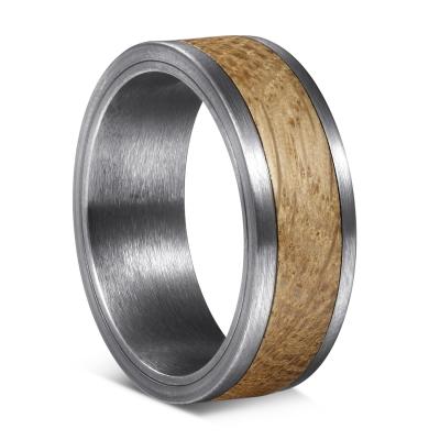 China R004 Men's Casual/Sporty Men's Ring Tungsten Steel Band Wooden Ring for sale