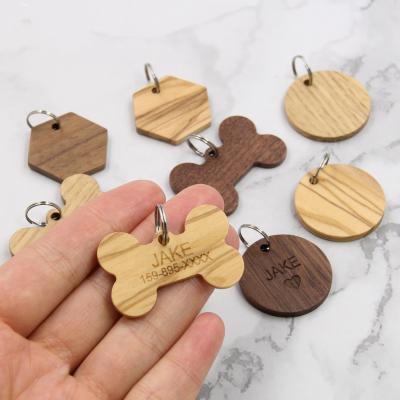 China Nautical Wooden Puppy Tag For Pet Collar Dog Name Tag Blank Wood Cat Name Tag for sale