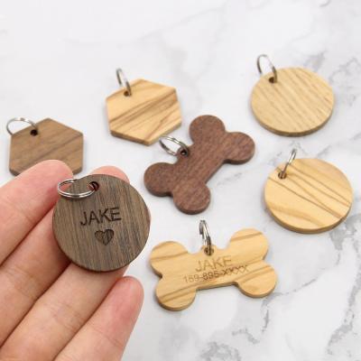 China Personalizable Nautical Puppy Wooden Tag For Pet Collar Dog Name Tag Blank Wooden Name Tag for sale