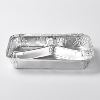 China Eco-friendly Convenient Disposable Food Grade Compartments Aluminum Foil Container Tray For Food Packaging for sale