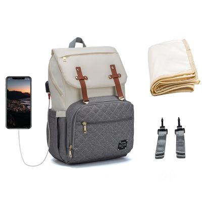 China With Lequeen 2021 New High Quality USB Diaper Bag Mommy Bag With Protection USB Changing Traveling Backpack for sale