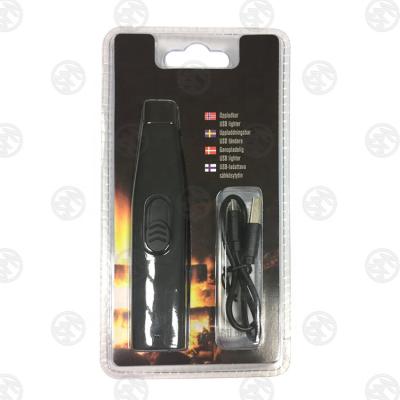 China Factory Mini Portable Rechargeable Flameless Windproof No Flame USB Camping Plastic Lighter With Cocking Rope for sale