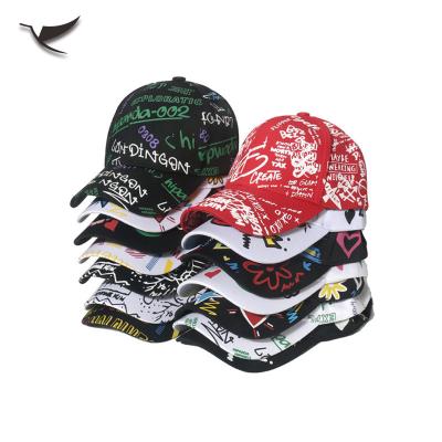 China Fashion Summer Travel Hot Selling Parasol Casual Hip Hop Sun Hat Multicolor Letter Printed Graffiti Baseball Hat for sale