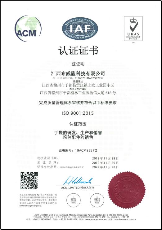 ISO9001 - Jiangxi Brilliant Technology Co., Ltd.