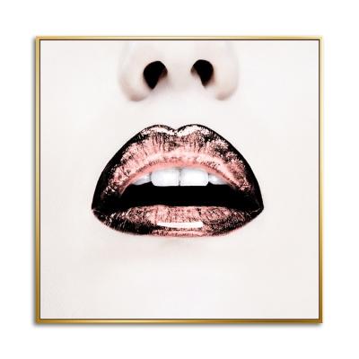 China Modern Pink Bedroom Wall Art Sexy Lips Canvas Decoration Painting for sale