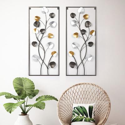 China Mid Century Modern Metal Wall Decor Vintage Foliage Wall Hanging Art Living Room for sale