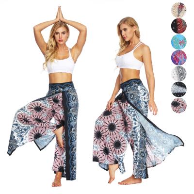 China Breathable Casual Pants Thailand Indonesian Style Printed Wide Leg Pants Fitness Yoga Pants Loose Bloomers for sale