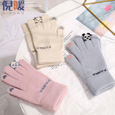 China Keep Warm Women Winter Cute Cartoon Gloves Plush Knitted Plush Gloves Student Warm Touch Screen Gloves for sale