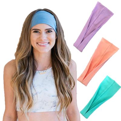 China Wholesale Custom Sports Cotton Antiperspirant Quick-Dry Bband Breathable Headband Tennis Sports Folding Headband Elastic Knit Headband for sale