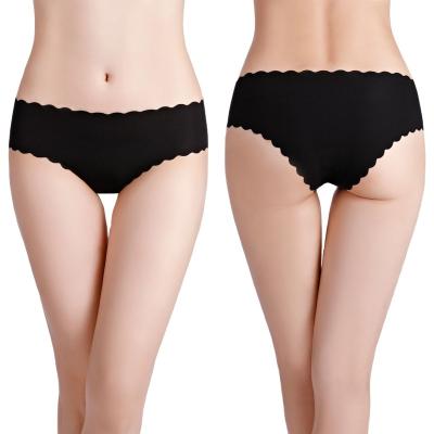 China Breathable Women Sexy Laser Cut Ice Silk No Trace Underwear Seamless Thong Panties for sale