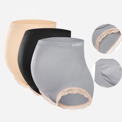 China Samcci OEM Size M-XL High Waist Contrast Color Lace Pregnancy Panties Women Antibacterial Breathable Seamless Maternity Underwear Clothing for sale