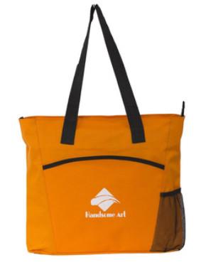 China Orange 600D Polyester Shopping Bag , Reusable Shopping Tote Bags Customized for sale