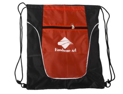 China Sports Polyester Drawstring Bag With Zipper , Cinch Drawstring Backpack Bag for sale