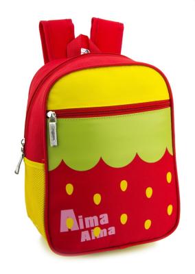 China Strawberry Waterphoof Kids School Backpacks With Water Bottle Holder for sale