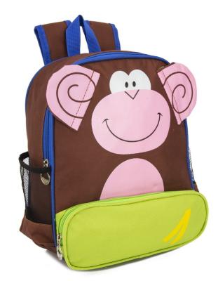 China 300D Polyester Monkey Cool Kids School Backpacks , Kids Animal Backpack for sale