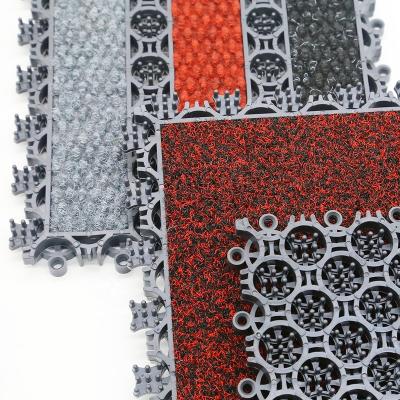 China Deljie PVC Door Mat Brush Anti Slip Matting Non-Slip Omino Interlocking Modular Mat for sale