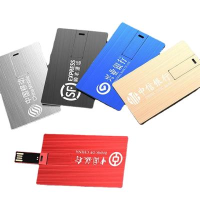 China Custom Logo Metal USB 2.0 Flash Card Reader 4GB 16GB 32GB 64USB 2.0 Metal USB 3.0 Pendrive Credit Card Flash Memory Stick Gifts for sale