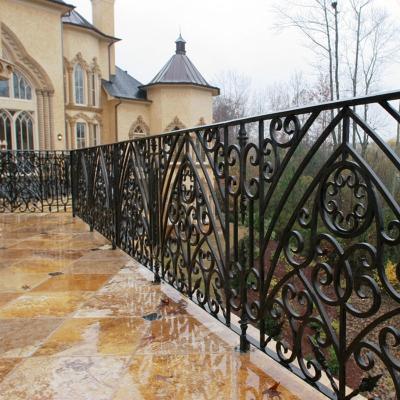 China Easily Assembled Modern Luxury Cut Out Design Balcony Railing Iron Stairs Balcony Railings Steel Railing for sale