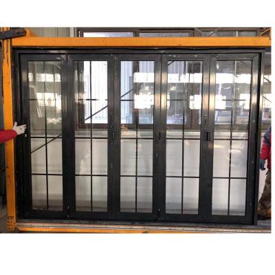 China High Quality Heat Insulation Door Aluminum Bifold Double Tempered Glass Exterior Bifolding Entrance Doors for sale