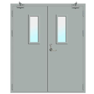 China Modern Custom Fireproof 90 Mins Fire Safety Rated Double Swing Apartment Steel Doors for sale