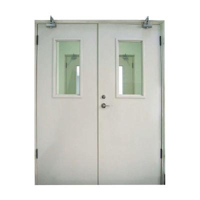 China Modern Made In Porcelain Commercial Internal Acoustic Fire Rated Double Sheet Steel Hospital Door With Panic Bar for sale