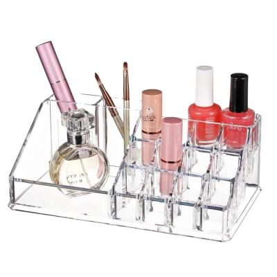 China Environmental Friendly Acrylic 16 Compartments Cosmetic Container HHH423063 , Clear Make Up Organizer for sale