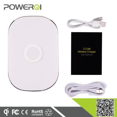 China Mobile phone Qi standard 3 coils design wireless charger for htc for nokia lumia 920 for LG 7 connections for samsung galaxy S4 WPC Qi charging pad for sale