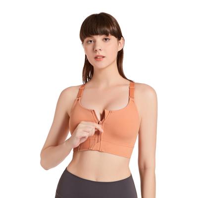 China Wholesale Fashion Breathable Women's Factory Wicking Compression Yoga Sweat Front Zipper Sports Bra for sale