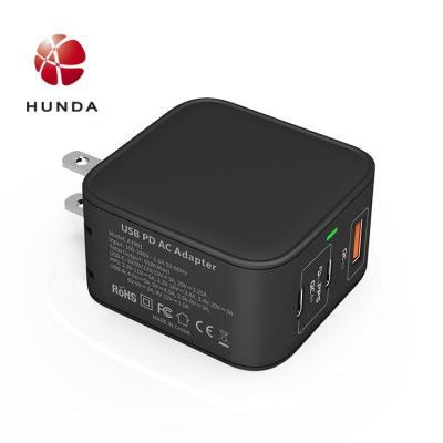 China HUNDA portable usb wall charger us plug support OEM service QC3.0 3ports 65w gan charger hot sale for sale