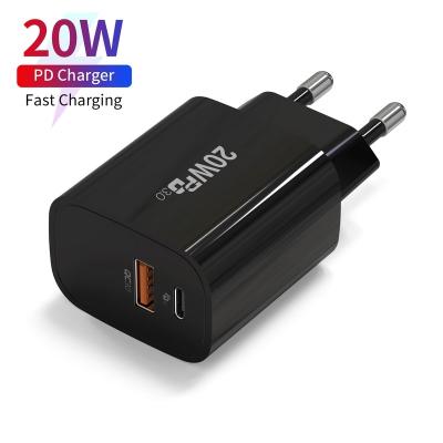 China Type-c 20w QC 3.0 USB-c 2 Type USB-c 2 USB-c Wall Charger Dual Port Fast Charging Mobile Phone Adapter palladium c wall cellphone for sale