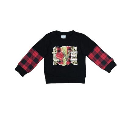 China Anti-Wrinkle Raglan Spring Girls V-Day Plaid Long Sleeve Black for sale