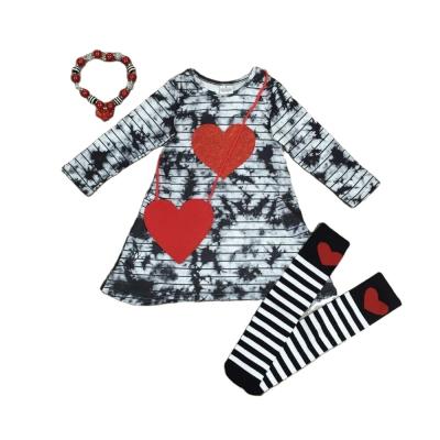 China Girl Valentine Heart Anti-wrinkle Winter Long Sleeve With Purse Sock Tie Dye Dress for sale