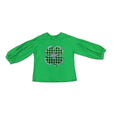 China Spring Girls St Patrick Shamrock Print Green Milk Silk Green Anti-pilling Raglan for sale